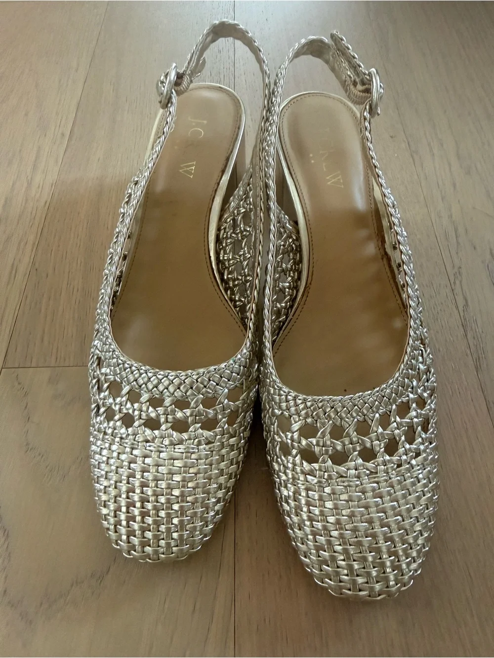 Jcrew Women's Woven Slingback Block Heel Sandals